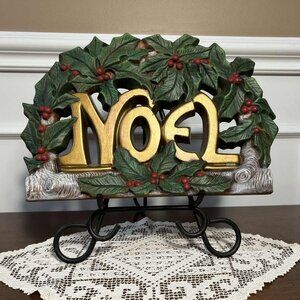 MCM NOEL Holly Berry Christmas chalk ware decor